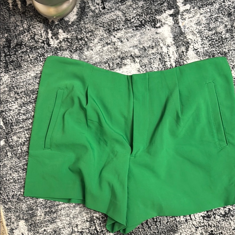 High Waist Green Tailored Shorts